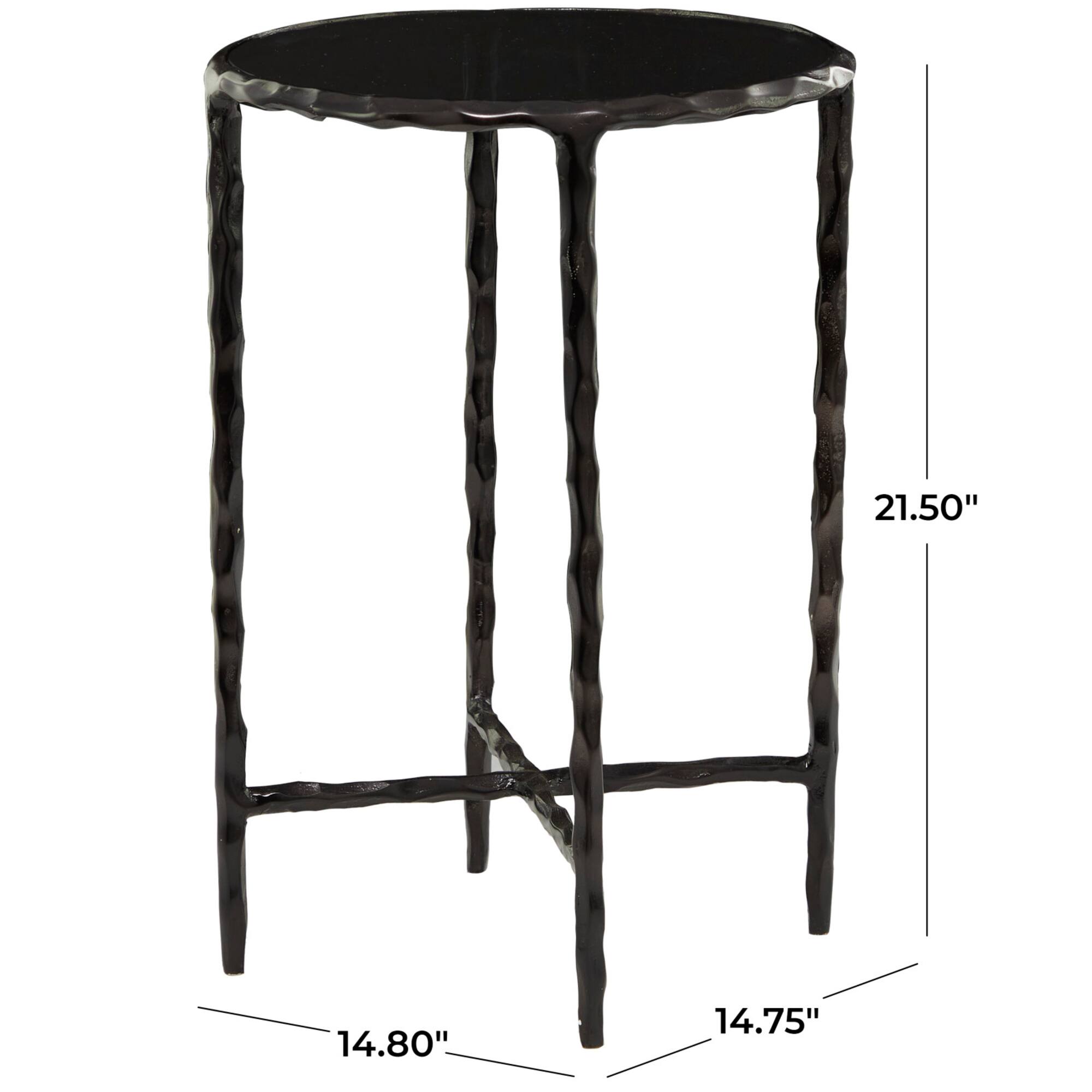 22" Aluminum Accent Table with Shaded Glass Top